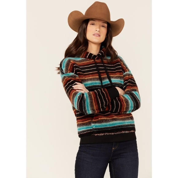 NWoT Shyanne Limited Edition Multicolored Shy Life Serape Fleece Hooded Pullover - Picture 3 of 15